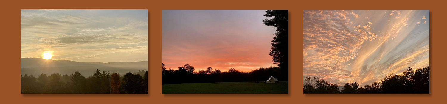 Sunrise and sunset at McKnight Family Maple Glamping site